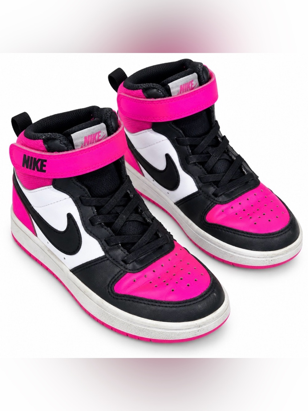 Nike Kids High Top Sneakers Black White Pink Size 12.5C